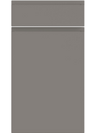 Gray cabinet door with a white trim on a white background