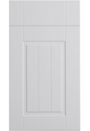White cabinet door with a beveled panel design on a white background