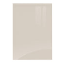 A cabinet door with a cashmere supergloss finish and a handleless design.