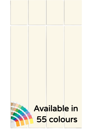 Tile with a color swatch and text indicating availability in 55 colors