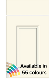 White cabinet door with a color swatch indicating multiple color options.