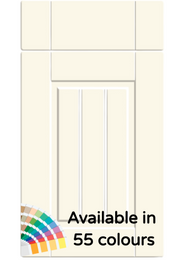 Cabinet door with color swatch indicating available colors