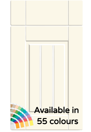 Cabinet door with color swatch indicating available colors