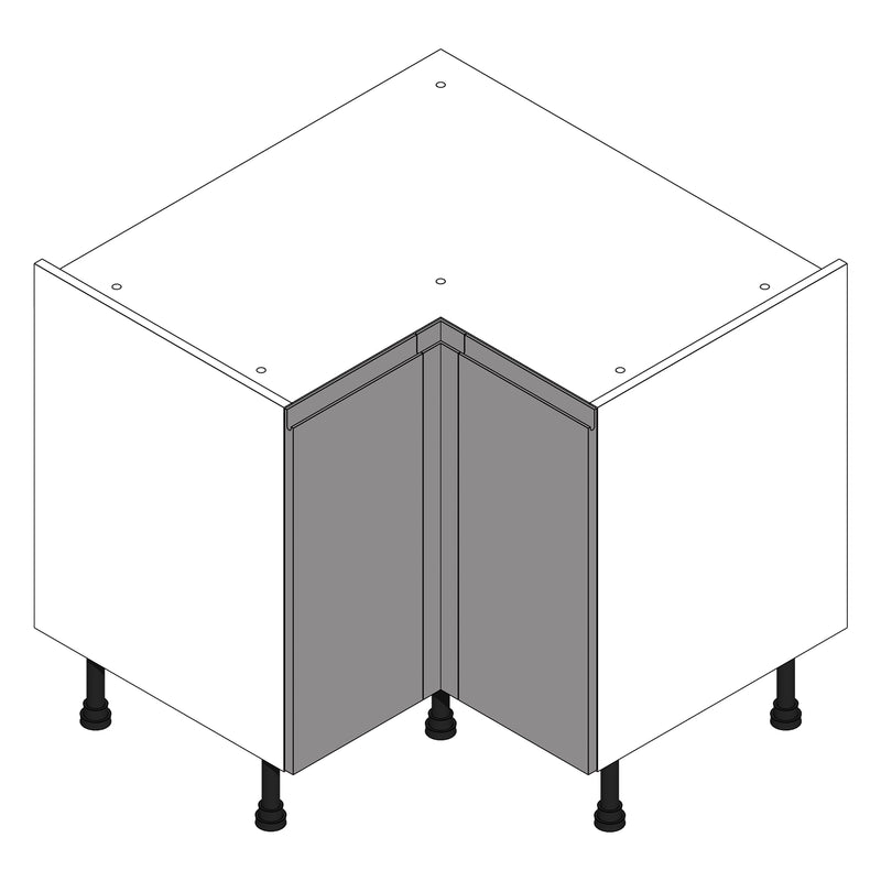Jayline Doors | Supergloss White | 950 x 950 L-Shape Corner Base J-Pull Unit