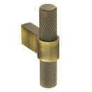 Knurled T-Knob Kitchen Handle | Aged Brass