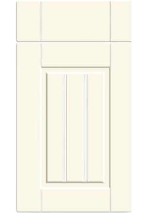 White cabinet door with a vertical stripe design on a white background
