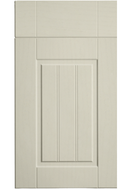 Beige cabinet door with a vertical panel design on a white background