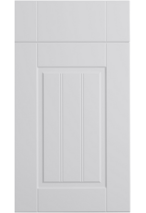 White cabinet door with a beveled panel design on a white background