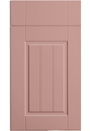 Pink cabinet door with a rectangular panel on a white background