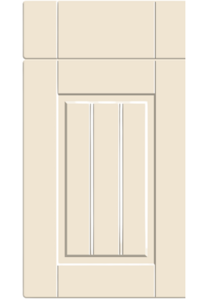 Beige cabinet door with a central panel on a white background