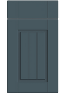 Blue cabinet door with a rectangular design on a white background