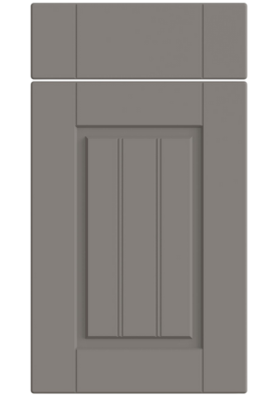 Gray cabinet door with a rectangular design on a white background