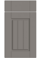 Gray cabinet door with a rectangular design on a white background