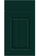 Dark green cabinet door with a rectangular panel on a white background