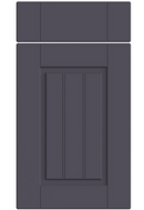 Dark gray cabinet door with a rectangular design on a white background