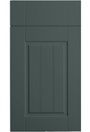 Dark green cabinet door with a central panel on a white background