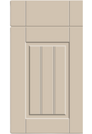 Beige cabinet door with a rectangular panel on a white background