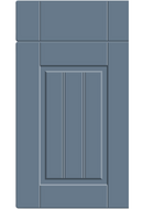 Blue cabinet door with a panel design on a white background