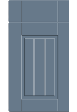 Blue cabinet door with a panel design on a white background