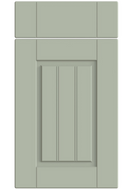 Green cabinet door with a rectangular panel on a white background