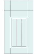 Light blue cabinet door with a vertical panel design on a white background