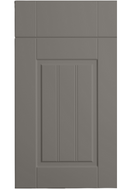 Gray cabinet door with a panel design on a white background