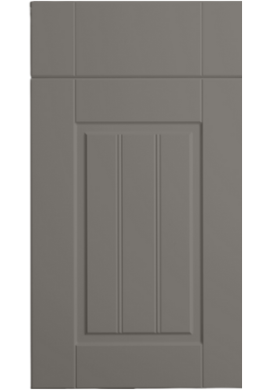 Gray cabinet door with a panel design on a white background
