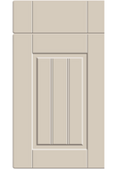 Beige cabinet door with a rectangular panel on a white background
