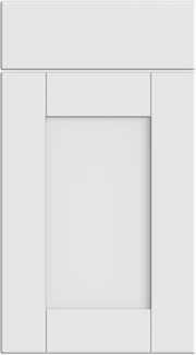 A supermatt white classic shaker style cabinet door with a square panel design.