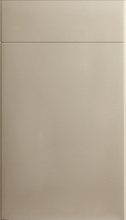 A single panel door in a matte mussel color with a flat slab design, manufactured from MDF.