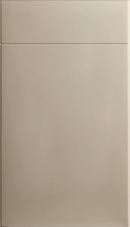 A single panel door in a matte mussel color with a flat slab design, manufactured from MDF.