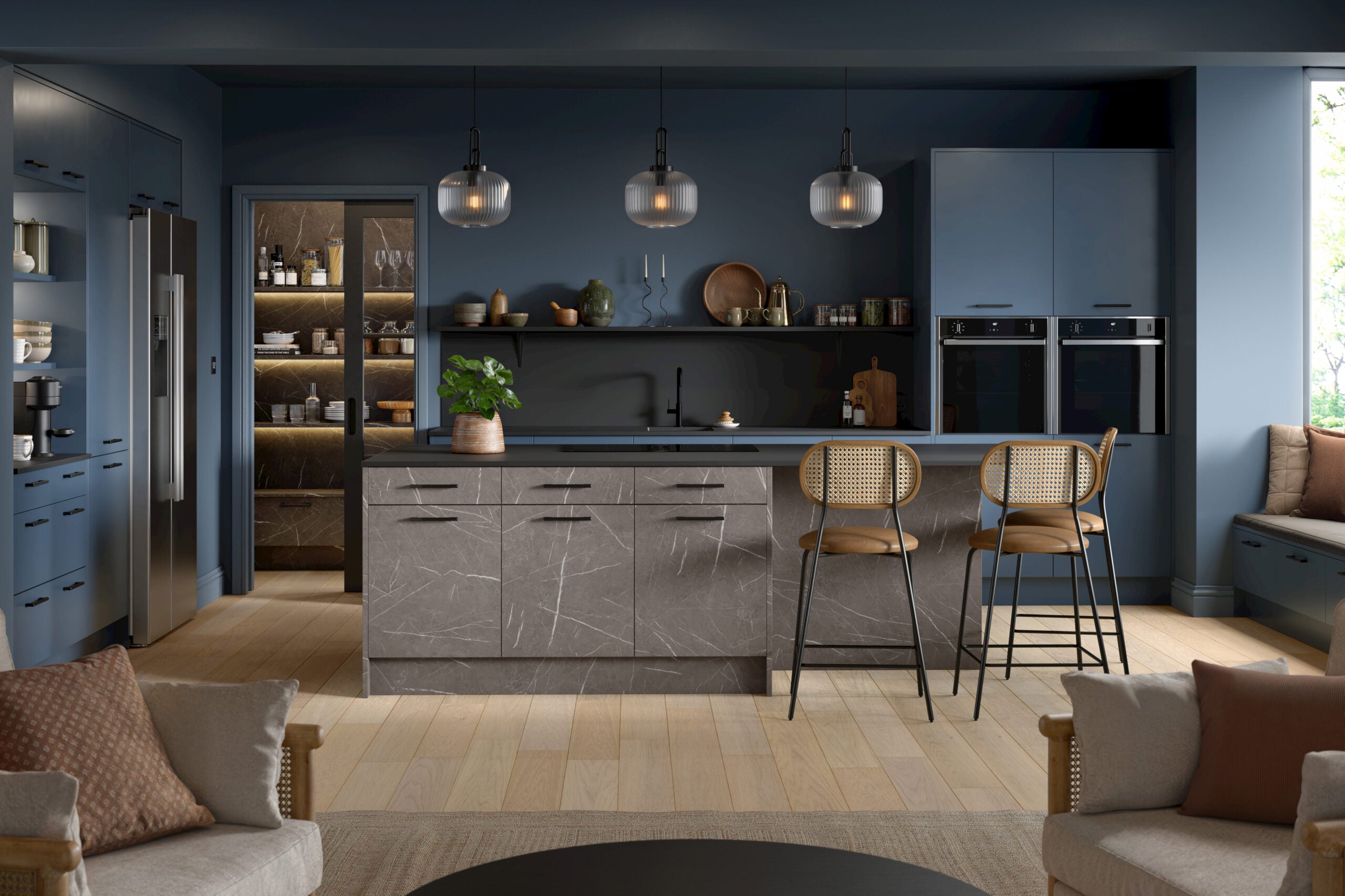 Valore Slab Door | Matt Alby Blue