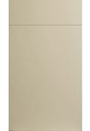 Beige cabinet door with a visible brand logo on a white background