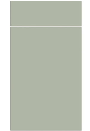 Two light green cabinet doors on a white background