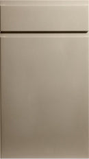 A close-up image of a Matt Mussel colored cabinet door with a smooth finish and a horizontal handle groove.