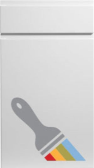A white door with a paintbrush graphic indicating it is paintable.