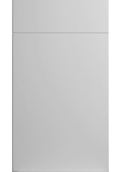 A simple image showing a single white, matte porcelain door with a flat slab design.