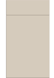 A supermatt taupe grey flat slab cabinet door.