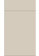 A supermatt taupe grey flat slab cabinet door.