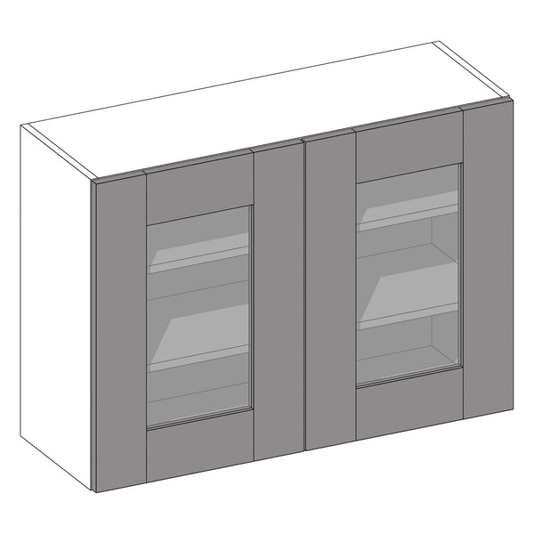 Wilton Oakgrain Graphite | Light Grey Wall Cabinet With Glazed Doors | 1000mm