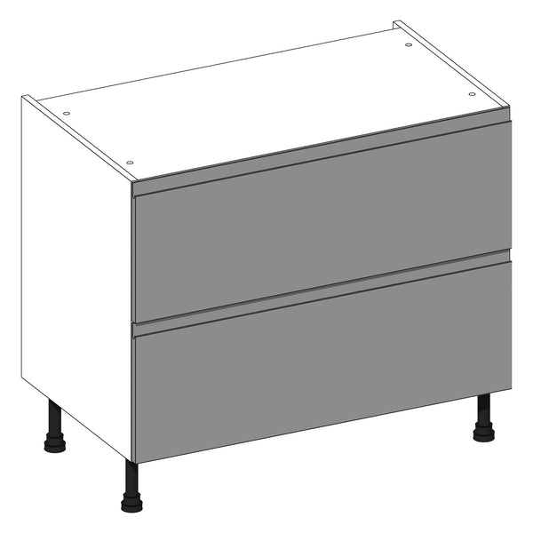 Jayline Supergloss Light Grey | Light Grey 2 Drawer Cabinet With Concealed Cutlery Drawer | 1000mm