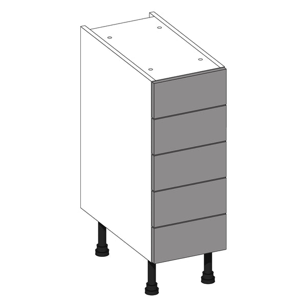 Firbeck Supergloss Light Grey | White 5 Drawer Cabinet | 300mm (MTO)