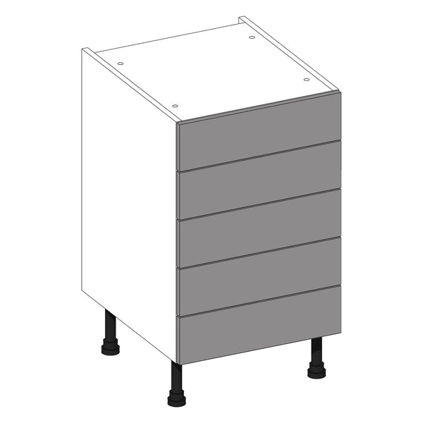 Firbeck Supermatt Cashmere | White 5 Drawer Cabinet | 500mm