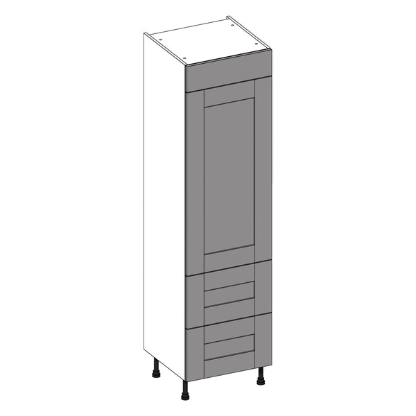 Wilton Oakgrain Cream | Anthracite Tall Larder With Drawers | 600mm