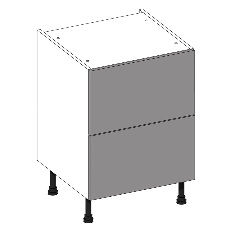 Firbeck Supergloss Graphite | Light Grey 2 Drawer Cabinet With Concealed Cutlery Drawer | 600mm