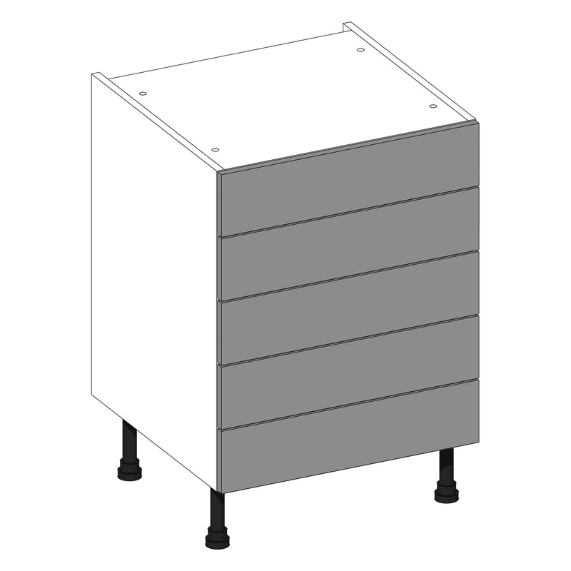 Firbeck Supergloss Graphite | Dust Grey 5 Drawer Cabinet | 600mm