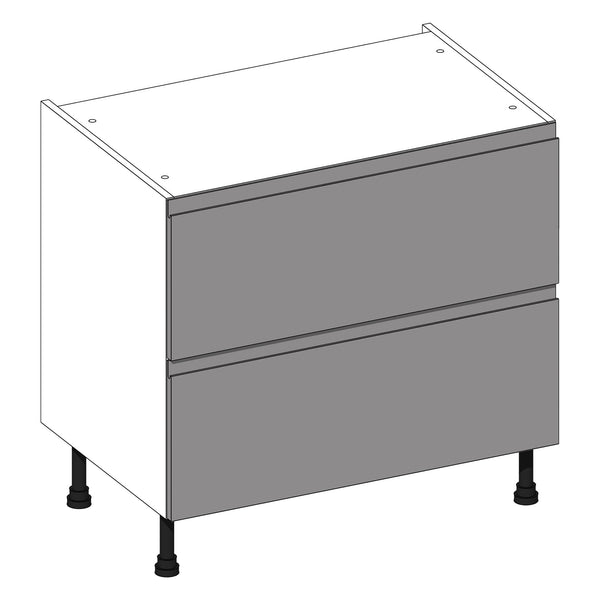 Jayline Supergloss White | Dust Grey 2 Drawer Cabinet With Concealed Cutlery Drawer | 900mm