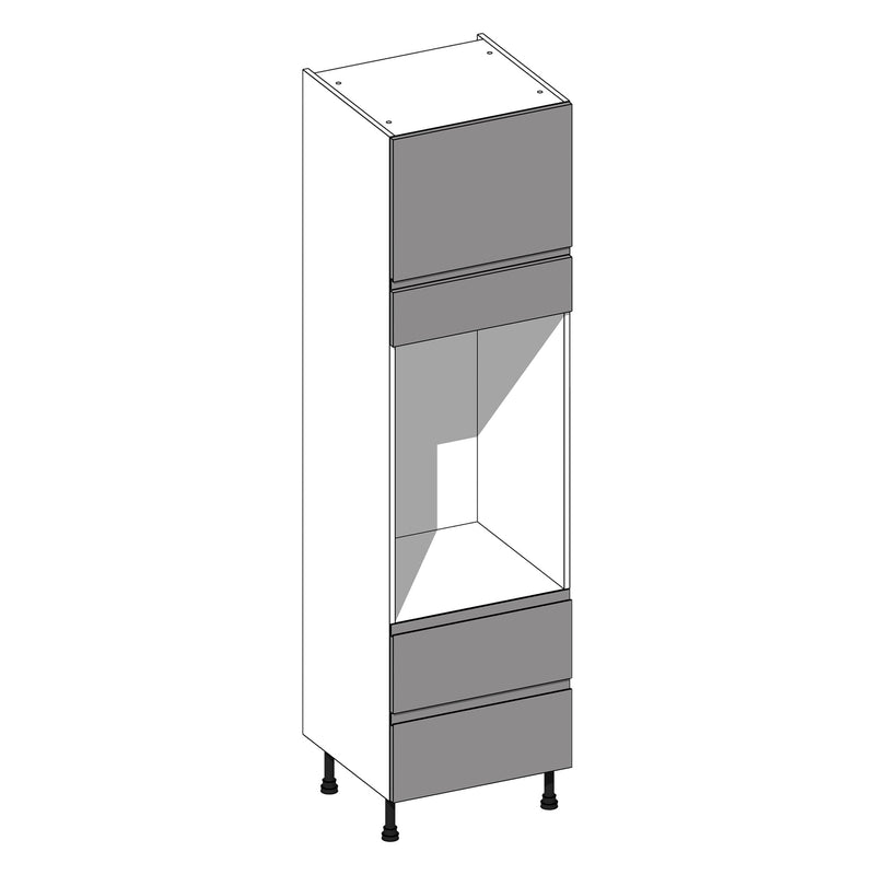 Jayline Supermatt White | Urban Oak Tall Double Oven Housing With 2 Pan Drawers | 600mm