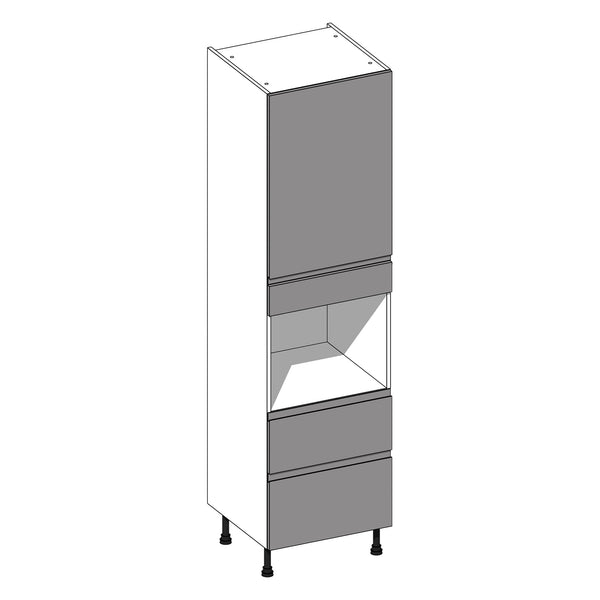 Jayline Supergloss Light Grey | Urban Oak Tall Micro/Combi Oven Housing With 2 Pan Drawers | 600mm