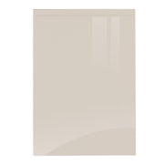 A cabinet door with a cashmere supergloss finish and a handleless design.